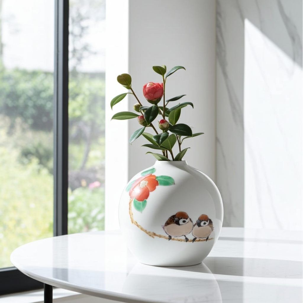工芸品 Kutani ware vase by Takashi Kitamura Japanese Ceramic Vase | Kutani Ware & Handmade Traditional