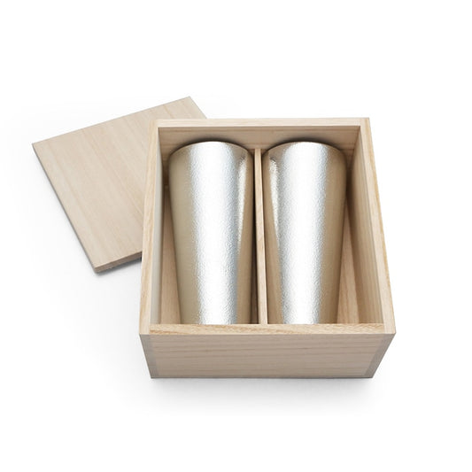 JAPANESE BEER CUP NOUSAKU L SIZE (SET OF 2) (WOOD BOX)