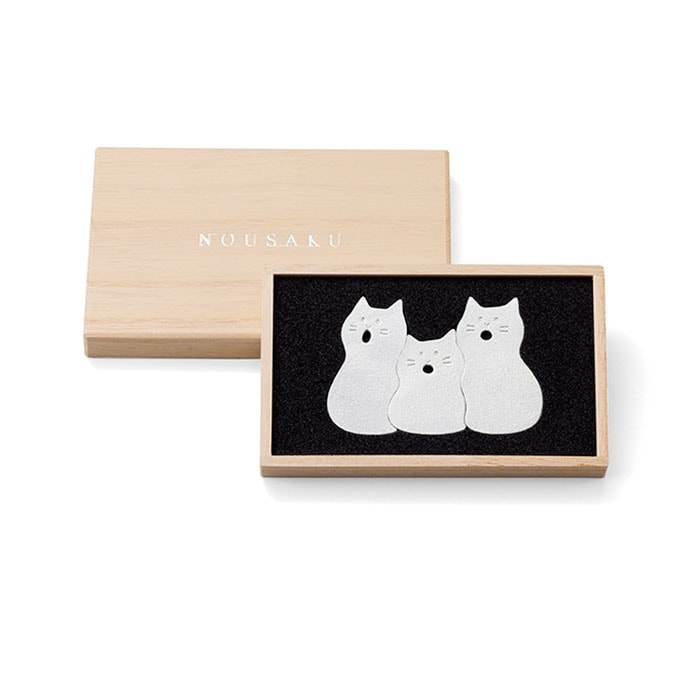 NOUSAKU CONNECTED CHOPSTICK REST - CAT - SET OF 3