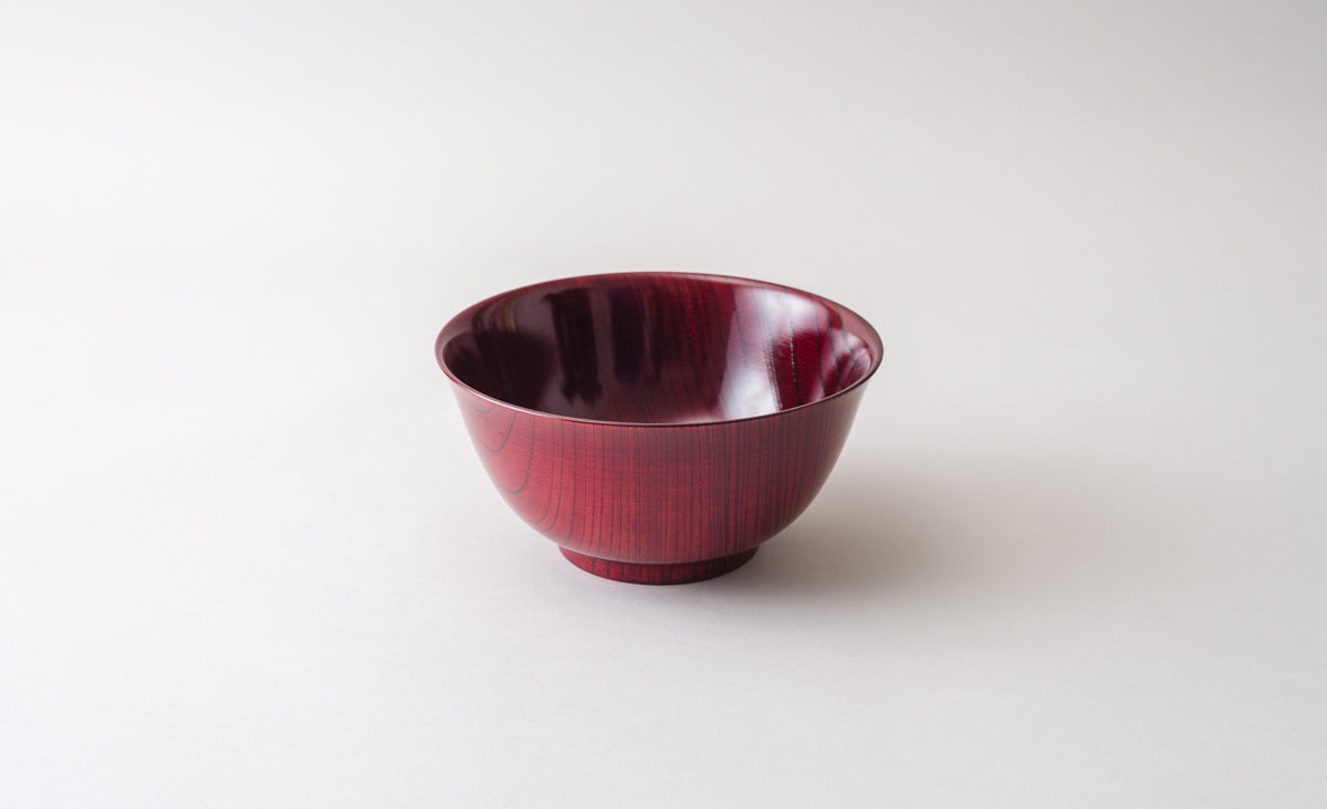 YAMANAKA LACQUERWARE SOUP BOWL KEYAKI AKA-SURI