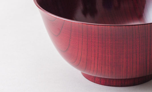 YAMANAKA LACQUERWARE SOUP BOWL KEYAKI AKA-SURI