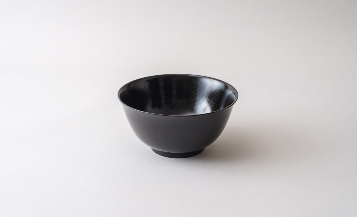 YAMANAKA LACQUERWARE SOUP BOWL KEYAKI KURO-SURI