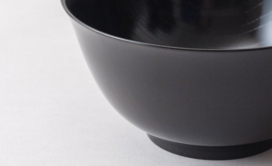 YAMANAKA LACQUERWARE SOUP BOWL KEYAKI KURO-SURI