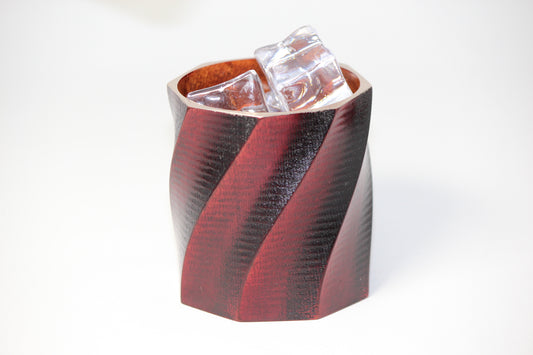 YAMANAKA LACQUERWARE MAPLE(KAEDE) ROCK CUP – SPIRAL RED