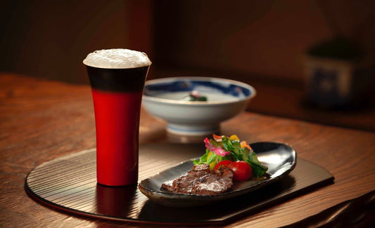 YAMANAKA LACQUERWARE URUSHI POLISHED CUP SAI SERIES BEER CUPS - RED SAI