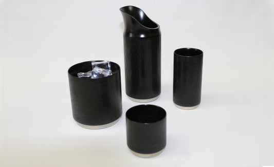 JAPANESE YAMANAKA LACQUERWARE SHOT CUP – MIZUME SAKURA, BLACK TREE RINGS DESIGN