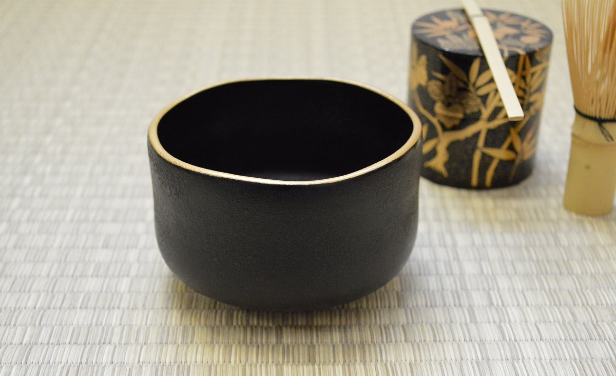 YAMANAKA LACQUERWARE STONE PATTERN BOWL (BLACK) - ENKIN DESIGN, JAPANESE LACQUERED CERAMIC