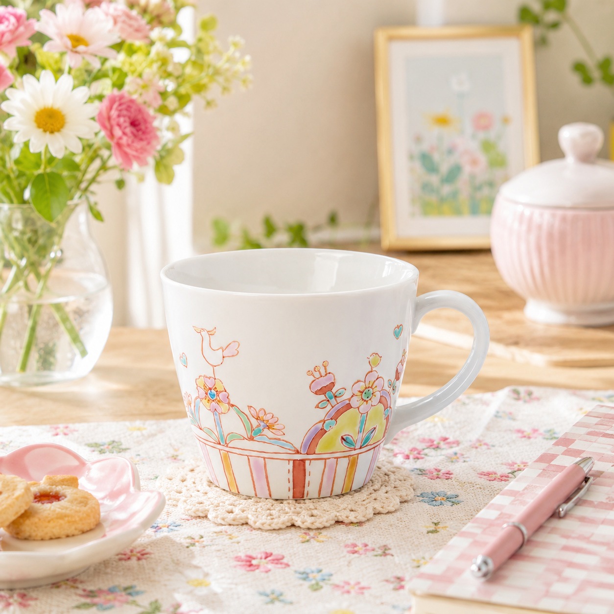 KUTANI WARE MUG CUP “FLOWER PARK” / GINSYUU KILN