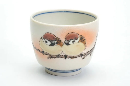 KUTANI WARE GUINOMI TWO SPARROWS PAINTING /TOSHITO NAKAMURA
