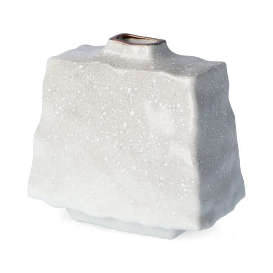 KUTANI WARE TRAPEZOID VASE “TWO SPARROWS IN SNOW” BY TOSHITO NAKAMURA (GIFT BOX INCLUDED)