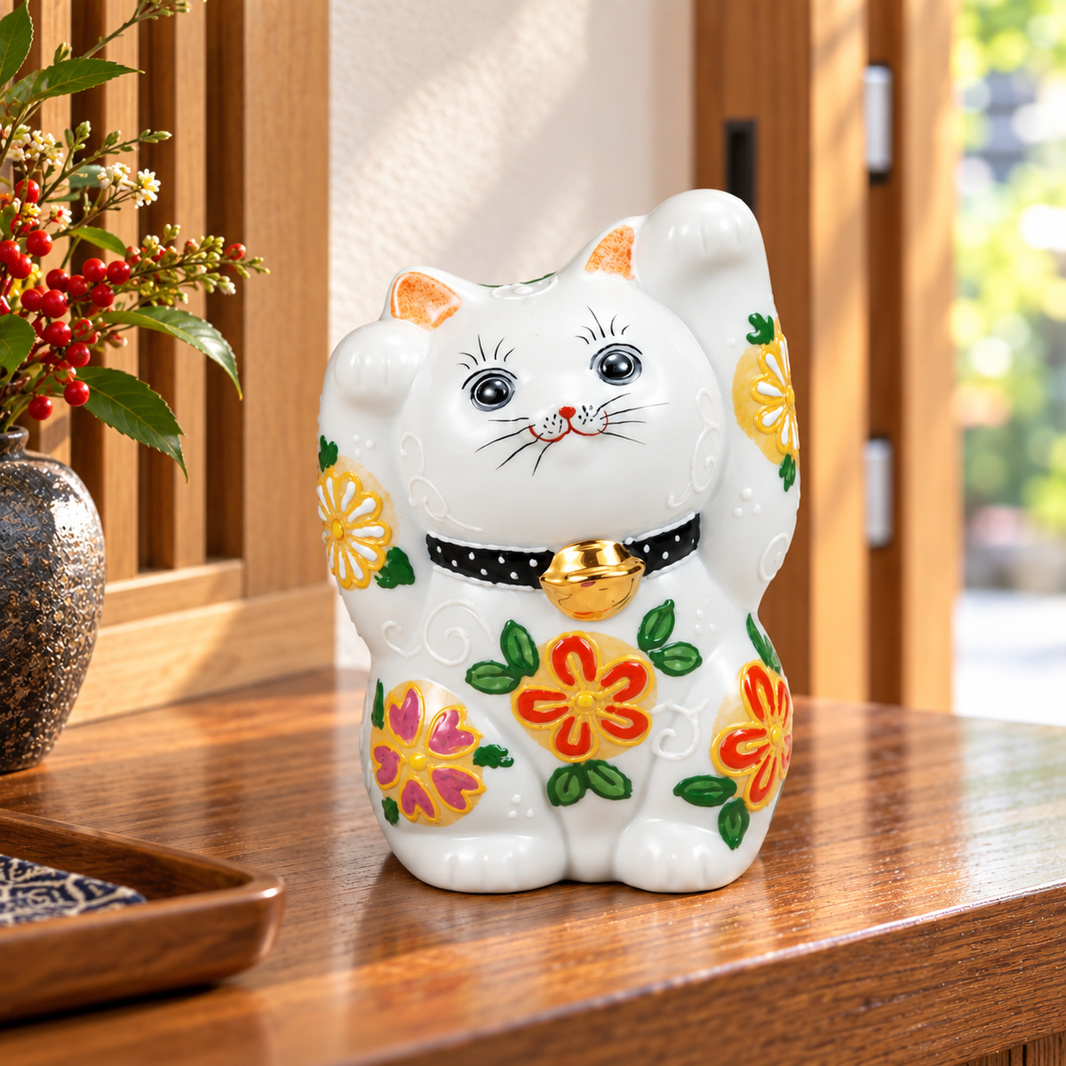 KUTANI WARE LUCKY CAT ‘HANA-HANA’