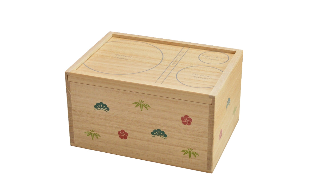 YAMANAKA LACQUERWARE YU TEA CEREMONY BOX WHITE WOOD (NATURAL) SHOCHIKUBAI