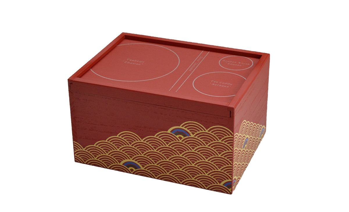 YAMANAKA LACQUERWARE YU TEA CEREMONY BOX RED HANABI