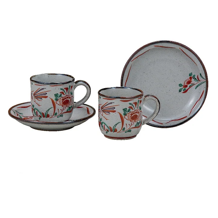 KUTANI WARE PAIR COFFEE AKAE