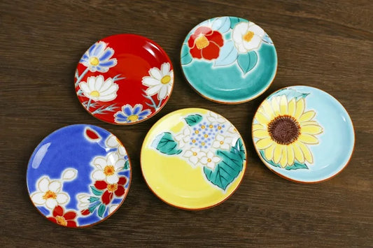 KUTANI WARE CHOPSTICK RESTS HIMEZARA – FOUR SEASONS FLOWERS 5-PIECE SET/SEIKOU KLIN