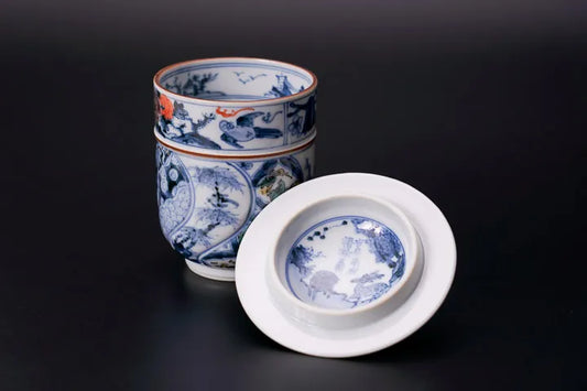 KUTANI JAPANESE LIDDED YUNOMI – IROE SHONZUI /CYOZA YAMAMOTO