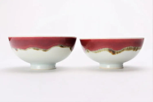 ARITA WARE RICE BOWL SET “SILK ROAD” BY SHINEMON KILN – WOODEN BOX