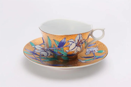 KINRYU KILN ARITA KIN-SAI YURI COFFEE CUP (WITH WOODEN BOX)