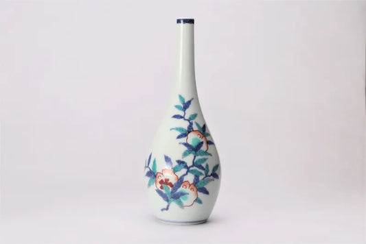 ARITA WARE POMEGRANATE DESIGN FLOWER VASE – IMAEMON KILN | JAPANESE PORCELAIN ART