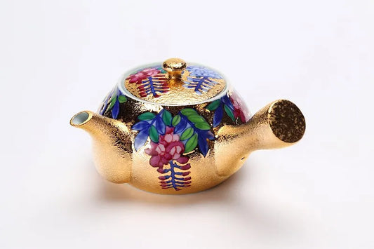 KINRYU KLIN ARITA GOLD-GILDED WISTERIA TEA SET WITH WOODEN BOX