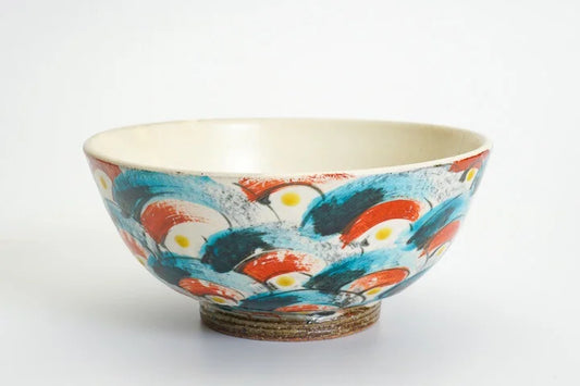 JAPAN KUTANI DONBURI BOWL KOSOME KAIHAMON (ANTIQUE BLUE OCEAN WAVE PATTERN) /KOKUZOU KLIN