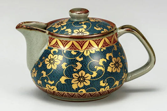 KUTANI JAPANESE TEA POT AOCHIBU TESEEN(WITH NETTED DESIGN)