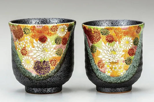 KUTANI WARE YUNOMI SET JAPANESE TEACUP (KINKAZUME)