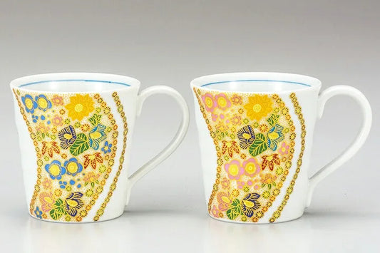 HANAZUME JAPAN KUTANI PAIR OF MUGS