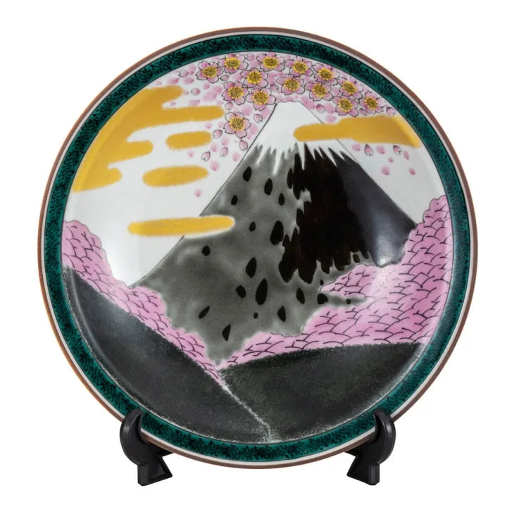 KUTANI WARE DECORATIVE PLATE SAKURA FUJI