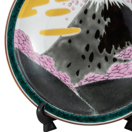 KUTANI WARE DECORATIVE PLATE SAKURA FUJI