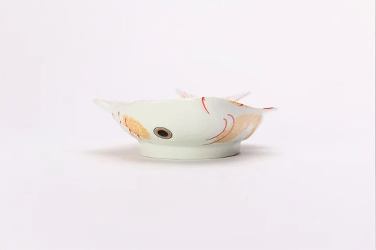 ARITA WARE NISHIKI GOLD-ACCENTED TAI-SHAPED DISH / KOURAKU KILN