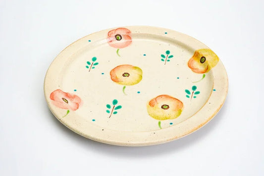 JAPANESE KUTANI WARE PLATE – POPPY DESIGN BY KOKUZOU KILN