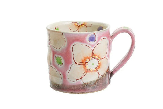 KUTANI JAPANESE MUG CUP PINK FLOWER ULALA /KOKUZOU KLIN