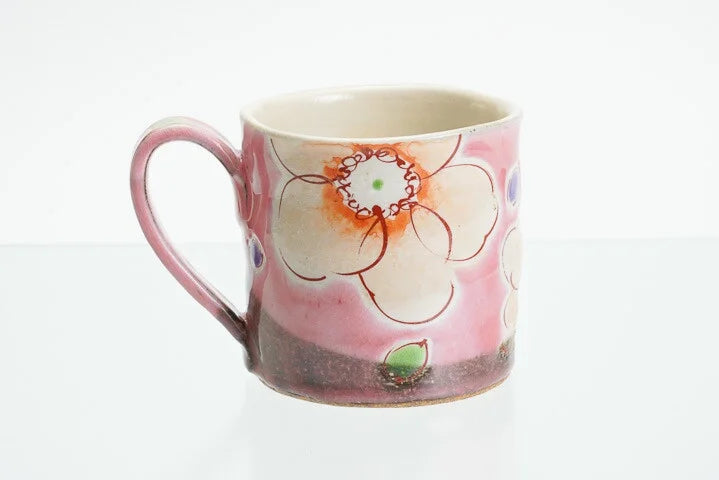 KUTANI JAPANESE MUG CUP PINK FLOWER ULALA /KOKUZOU KLIN