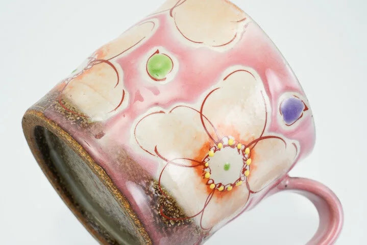 KUTANI JAPANESE MUG CUP PINK FLOWER ULALA /KOKUZOU KLIN