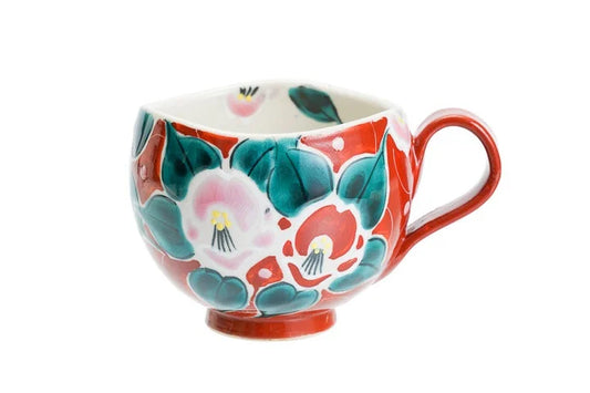 KUTANI WARE MUG CUP IROE MUSOU TUBAKI RED/KOKUZOU KLIN