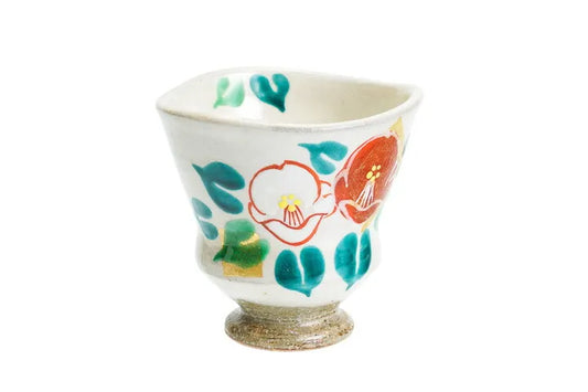 KUTANI JAPANESE YUNOMI GOLD LEAF CAMELLIA/KOKUZOU KLIN