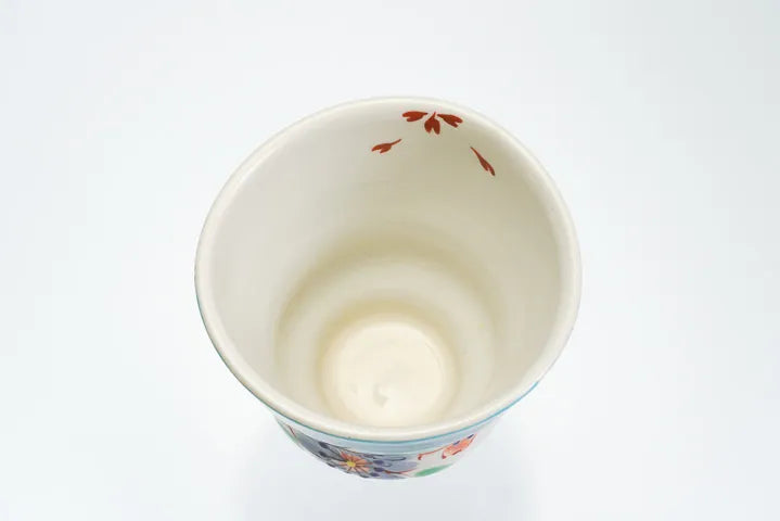 KUTANI JAPANESE YUNOMI CHERRY BLOSSOM BANQUET - BLUE/KOKUZOU KLIN