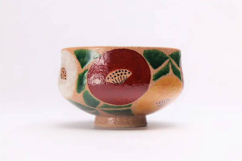 JAPANESE ARITA NISHIKI ROSANJIN CAMELLIA MATCHA BOWL (WITH WOODEN BOX)