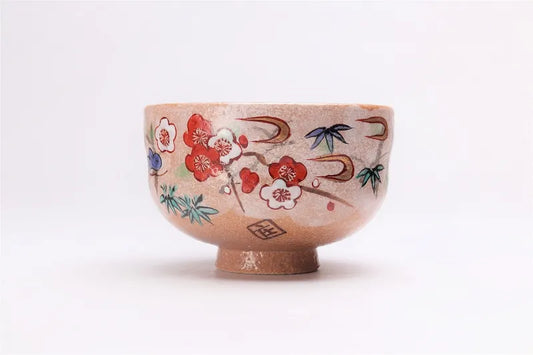 JAPANESE ARITA BROCADE SPRING AND AUTUMN MATCHA BOWL (WITH WOODEN BOX)