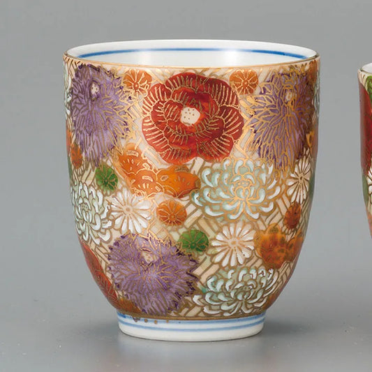 KUTANI JAPANESE YUNOMI SET KIN-HANAZUME