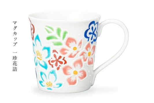 KUTANI JAPANESE MUG CUP ICCHIN FLORAL PACKED DESIGN/SHIHO AIKAWA