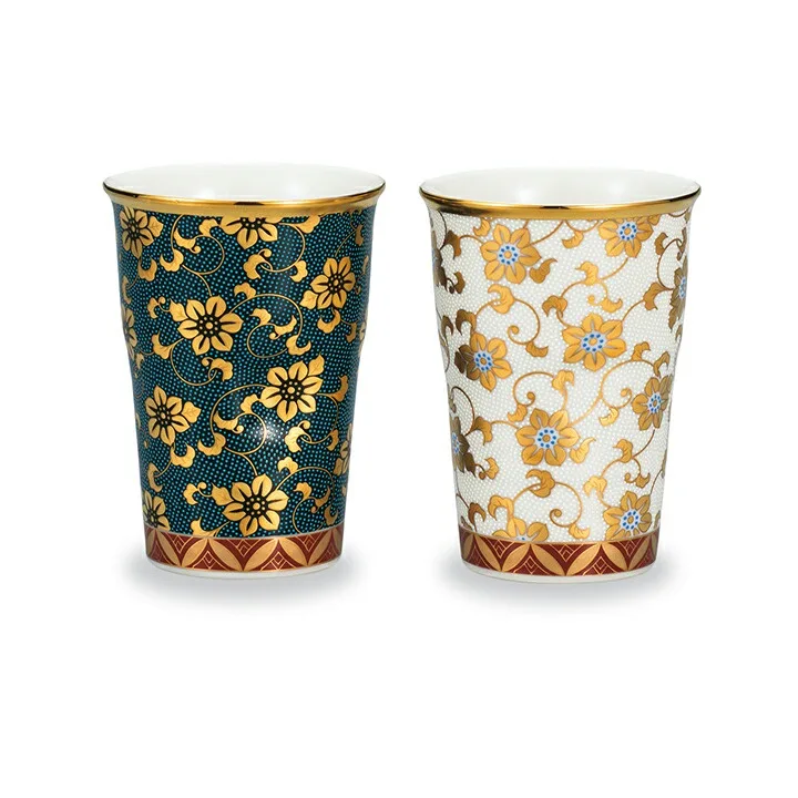 KUTANI WARE PAIR OF FREE CUPS TESEEN KARAKUSA
