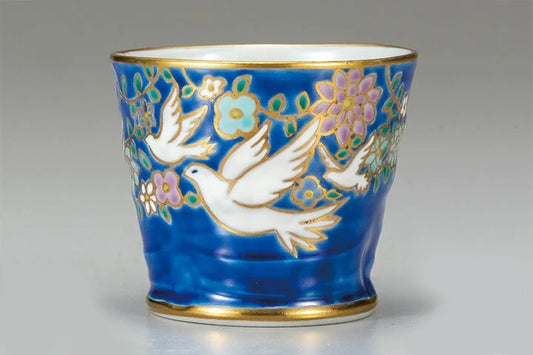 BIZAN KLIN KUTANI JAPANESE MUG CUP WHITE DOVE