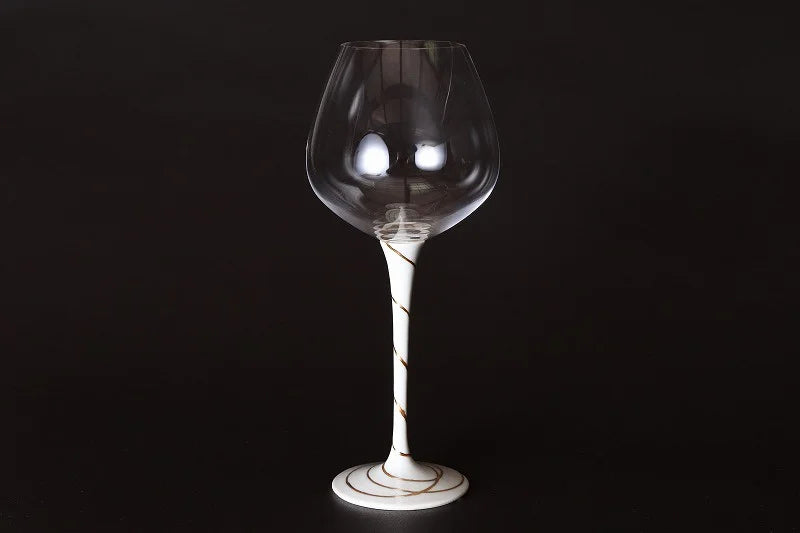 JAPANESE ARITA WARE TOYO CERAMICS TORNADO GOLD WINE GLASS