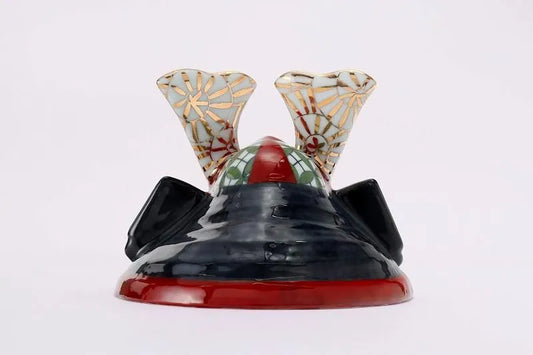 ARITA WARE EXTRA-LARGE KABUTO HELMET “SHIPPO & FLORAL ARABESQUE” / KOSUZU TOGEI