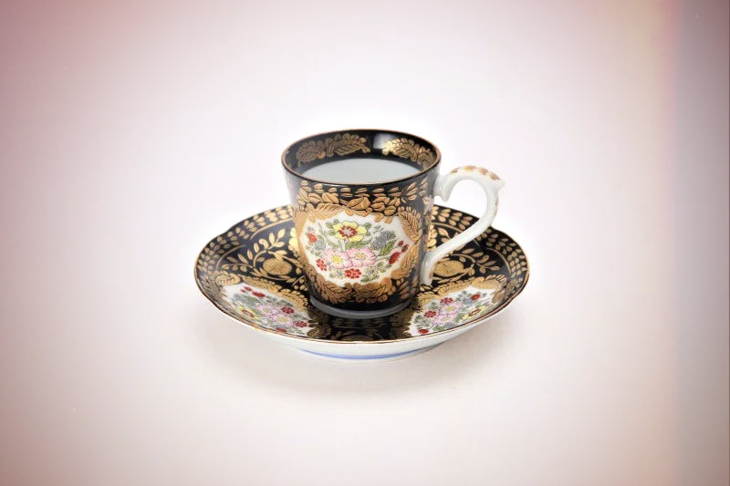 ARITA WARE (NISHIKI GLOSS BLACK) VERSAILLES ESPRESSO/ KOURAKU KILN