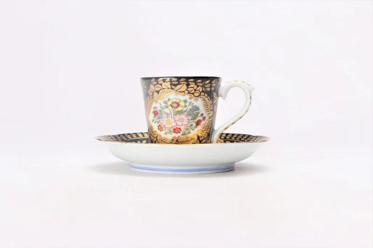 ARITA WARE (NISHIKI GLOSS BLACK) VERSAILLES ESPRESSO/ KOURAKU KILN