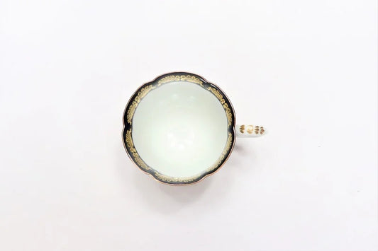 ARITA PORCELAIN VERSAILLES DEMITASSE - NISHIKI GLOSSY BLACK, TRADITIONAL JAPANESE CERAMIC BY KOURAKU KILN