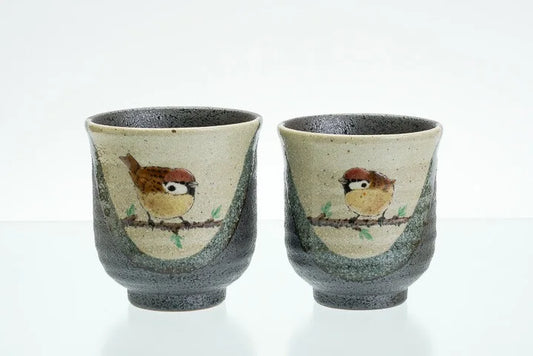 KUTANI WARE YUNOMI SET FUKUJAKU-ZU /TOSHITO NAKAMURA